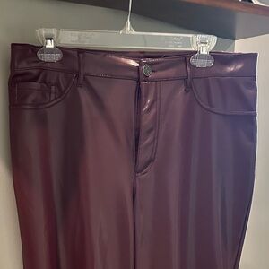 Burgundy faux leather pants